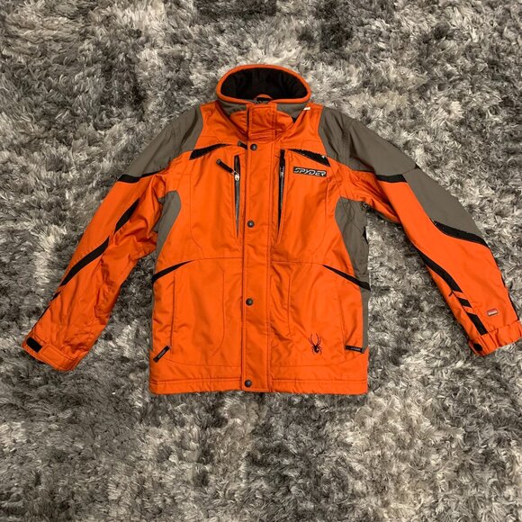 Spyder Ski/Snowboard Jacket LG Waterproof Insulated Orange/Grey - Picture 1 of 7